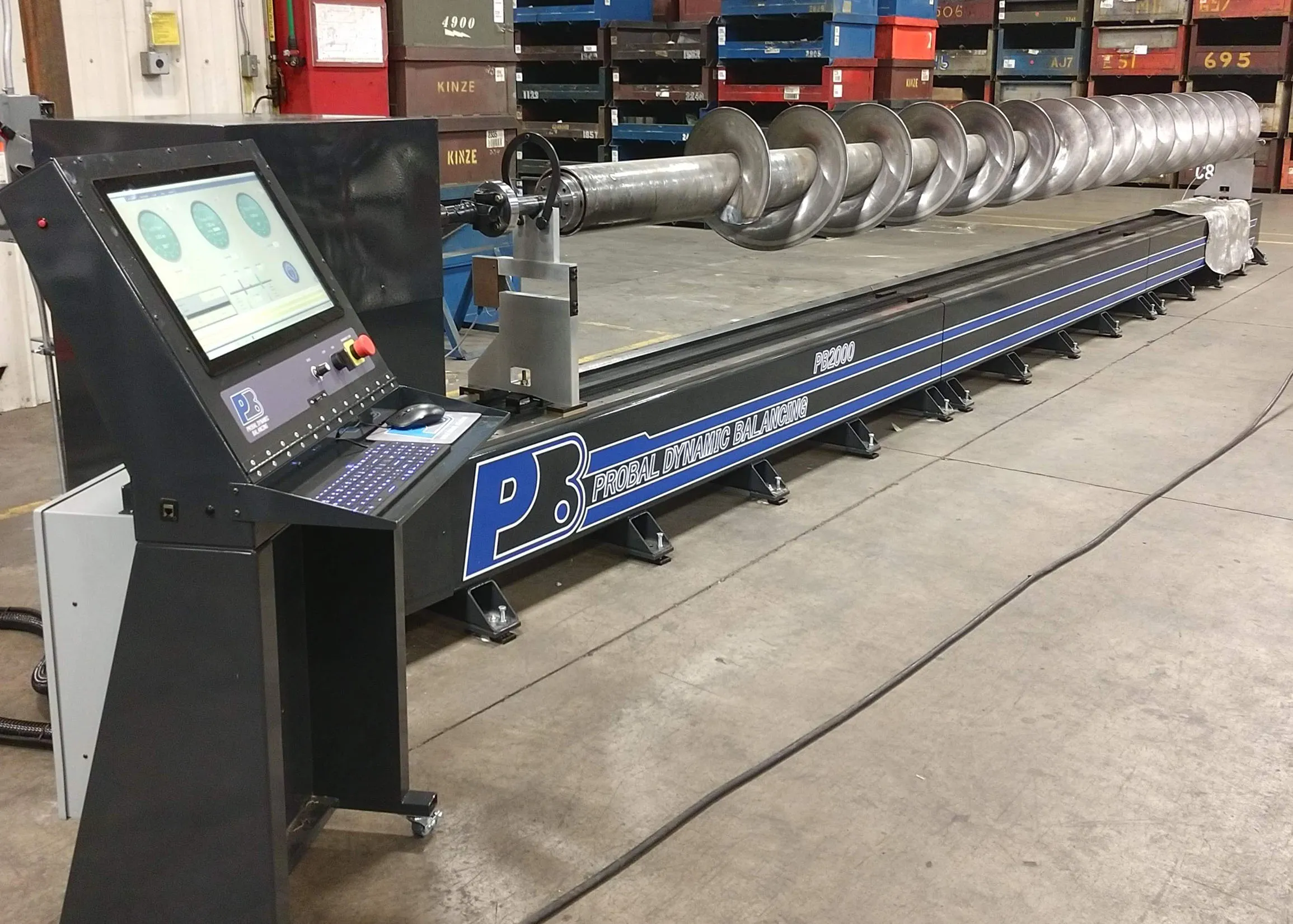 Auger spinning on a ProBal balancing machine during measurement